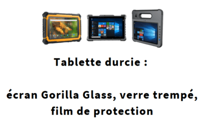 Ruggedized tablet : Gorilla Glass screen, tempered glass, protective film